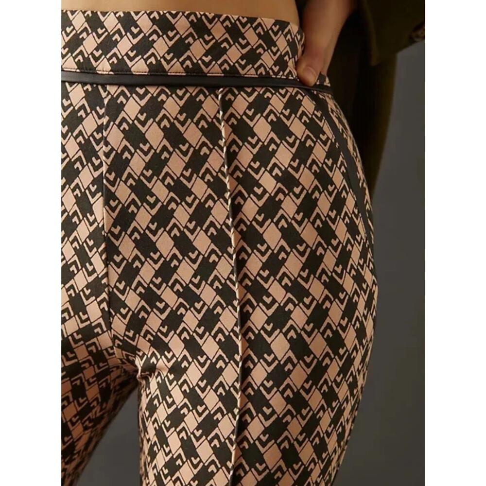 NWT Anthropologie Maeve High-Rise Ponte Flare Pants Size 10 Tan Black‎ - Picture 4 of 11